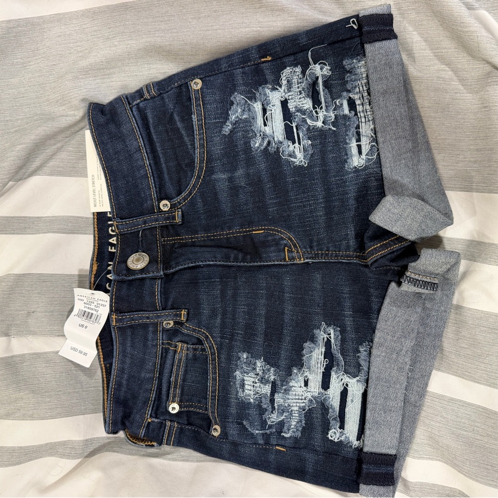American Eagle Outfitters Dark Blue Jean Shorts size 0 or 25W new with tags